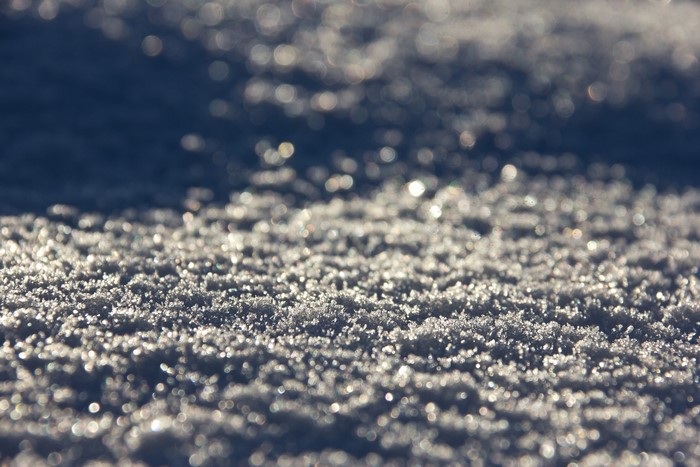 Closeup of sparkling snow in winter