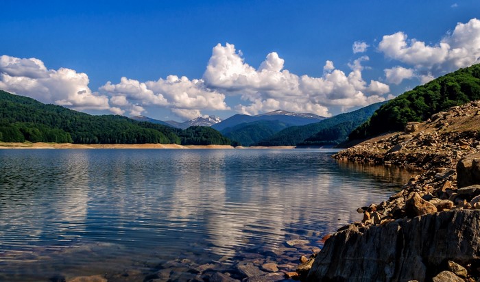 Lake Vidraru and Mountains in Romania