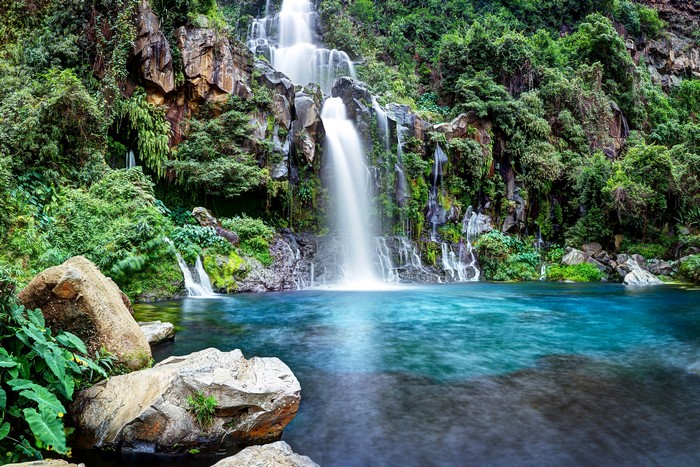 4K Waterfall in Reunion Island, France