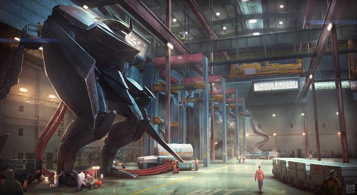 4K Mech Black Knight in a Hangar