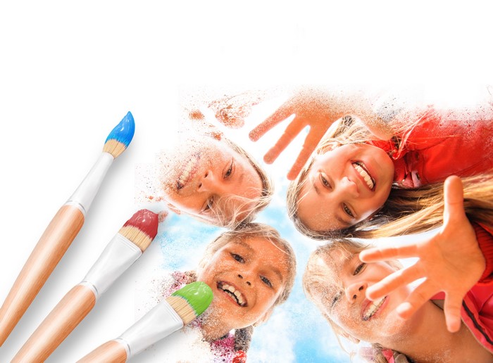 Children with Paint Brushes