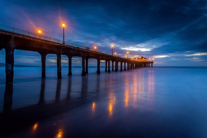 Manhattan Beach Pier, California at Dusk