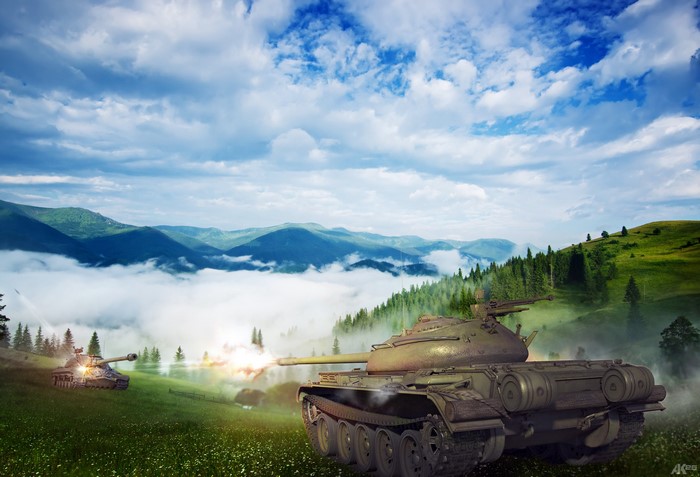 T-54 Tanks Firing in Mountainous Landscape