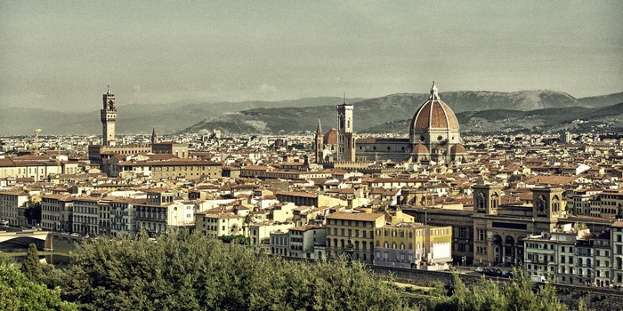 Florence cityscape with Duomo and Palazzo Vecchio