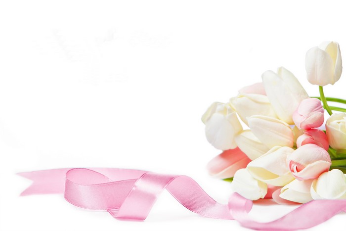 4K Tulips and Pink Ribbon