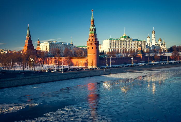 Moscow Kremlin and Moskva River in Winter