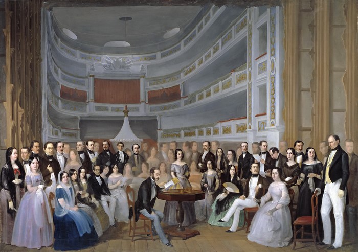 A gathering of people in a theater