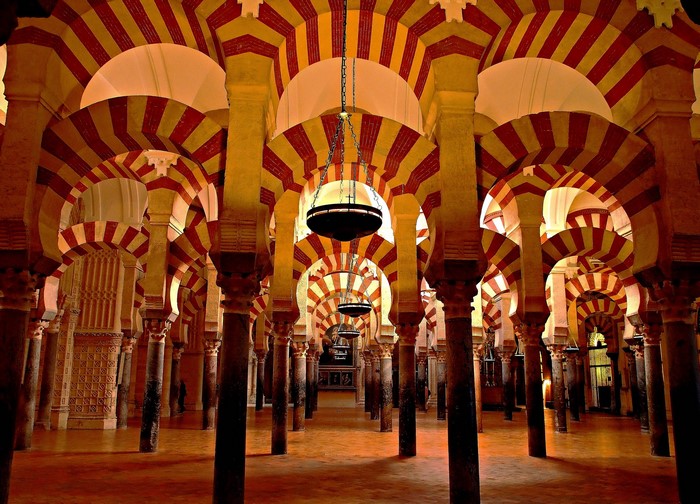 Interior of the Great Mosque of Cordoba, Spain