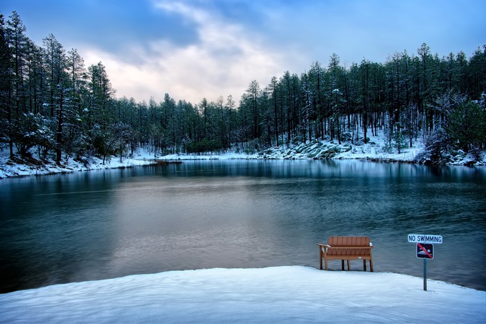 4K Goldwater Lake Prescott Arizona Winter Snow