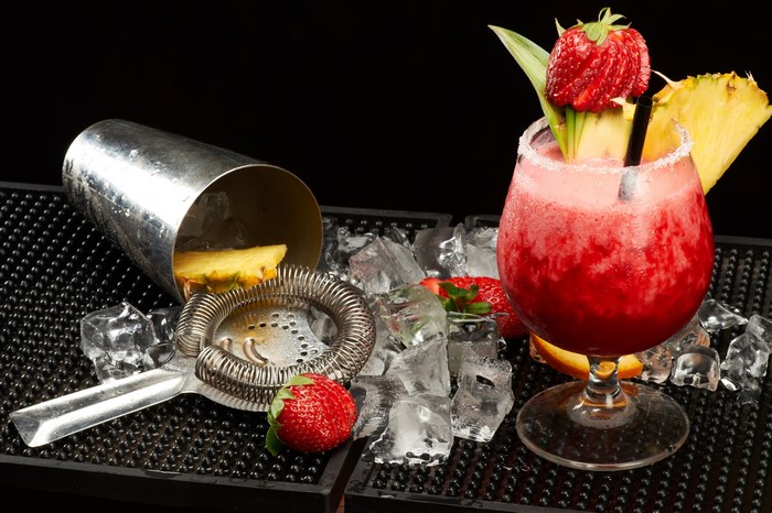 Strawberry Pineapple Cocktail with Bar Tools