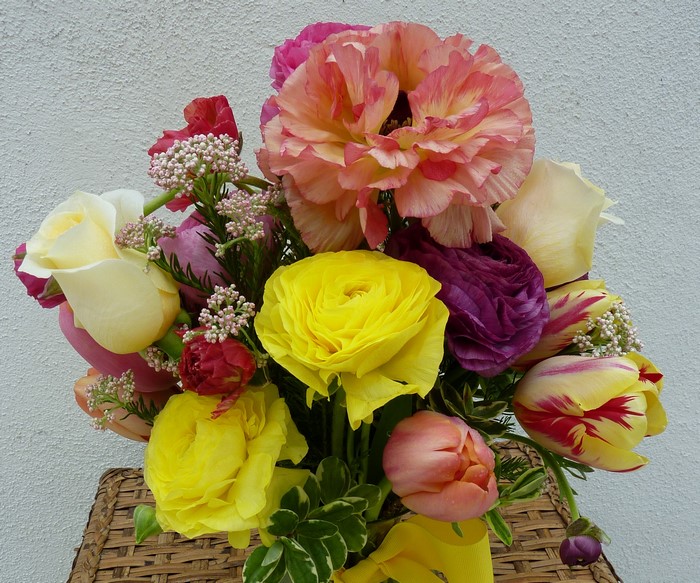 Bouquet of Roses, Ranunculus, and Tulips