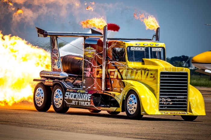 Shockwave Jet Truck with Flames