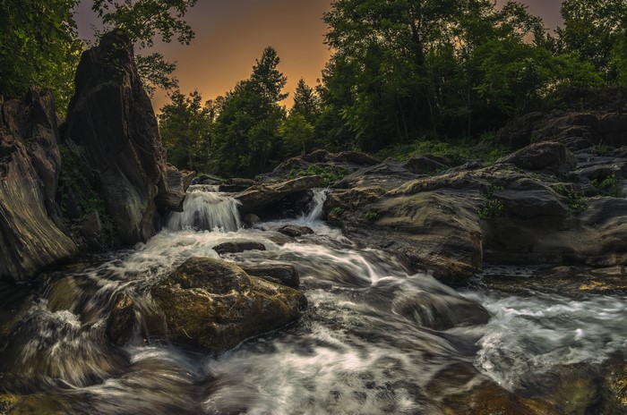 River flowing over rocks in a forest