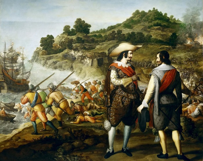 Eugenio Caxes painting of a battle scene