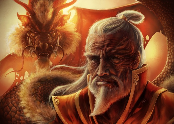 Old Man with Dragon Fan Art