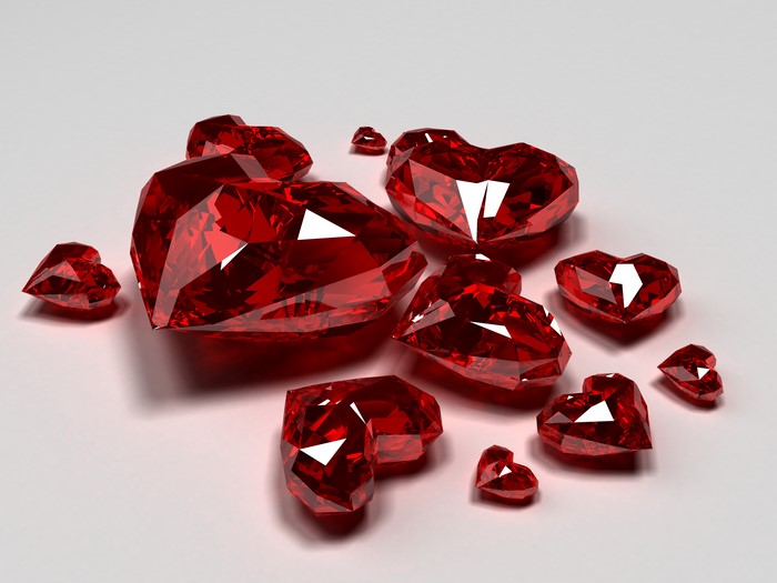 Red Heart-Shaped Gemstones