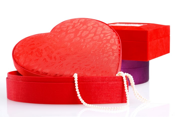Valentine's Day Heart Gift Box with Pearls