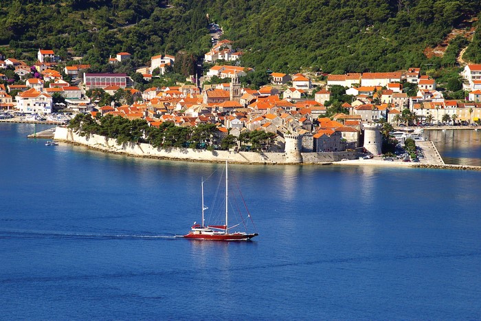 Sailboat near Korčula, Croatia
