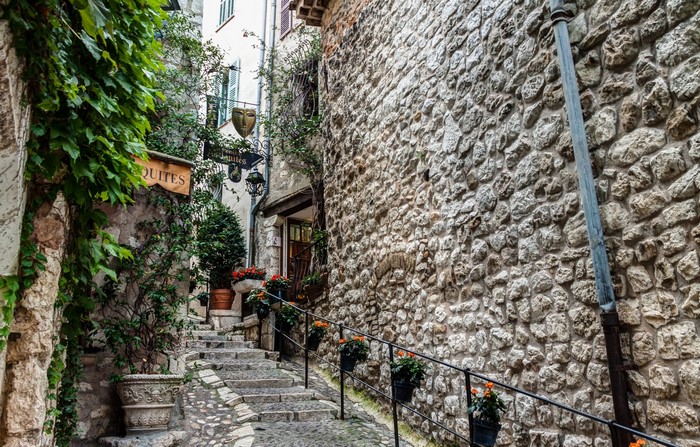 Stone Stairway in Saint-Paul-de-Vence, France