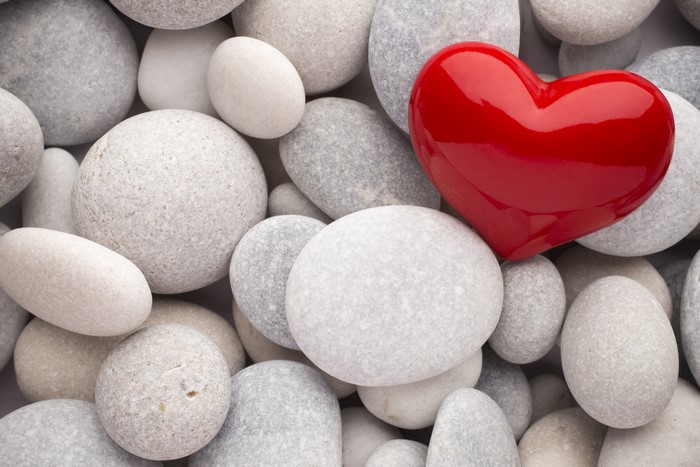 Red Heart on Smooth Stones
