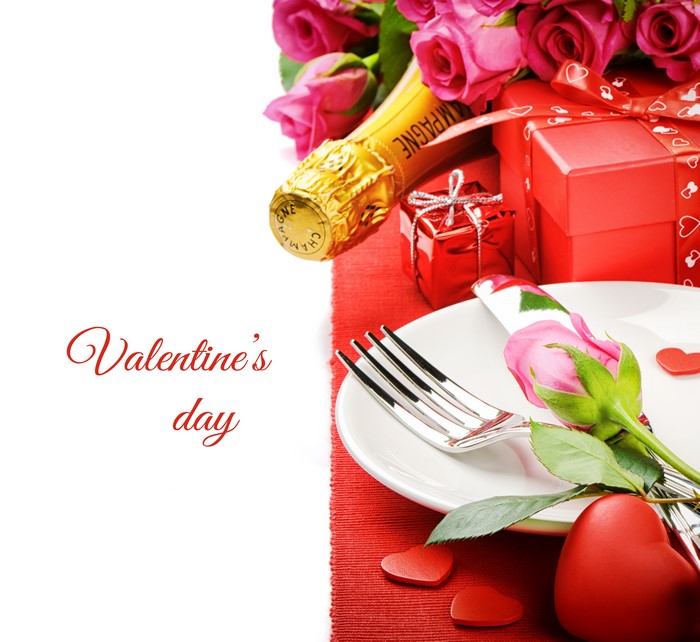 Valentine's Day Champagne and Roses Setting