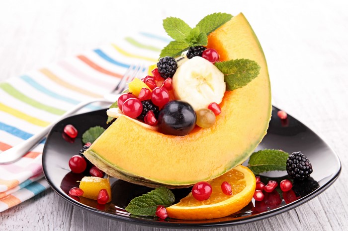 Fruit Salad in a Cantaloupe Slice