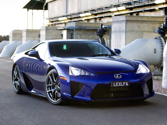 Blue Lexus LFA AU-spec on a road