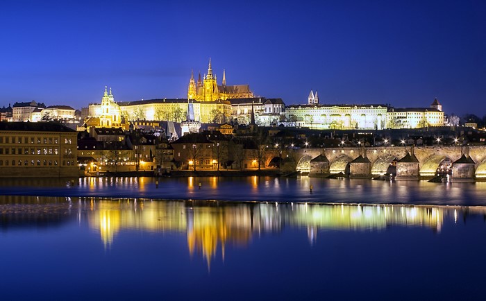 Prague Castle and Charles Bridge at Night