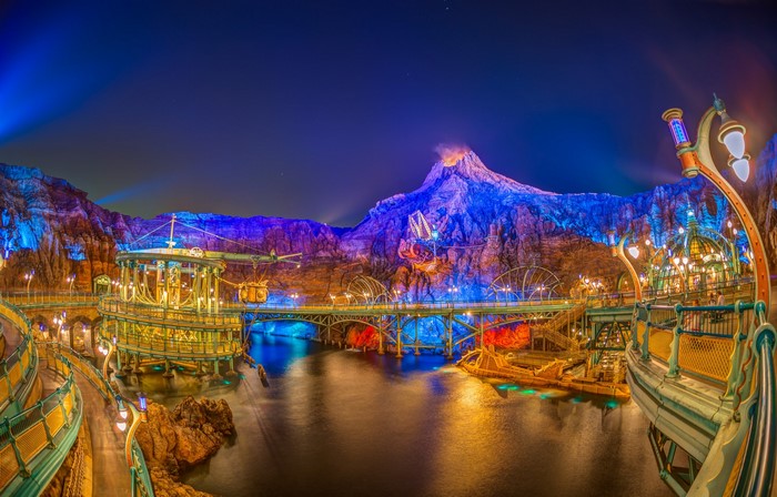Mysterious Steampunk Island at Night