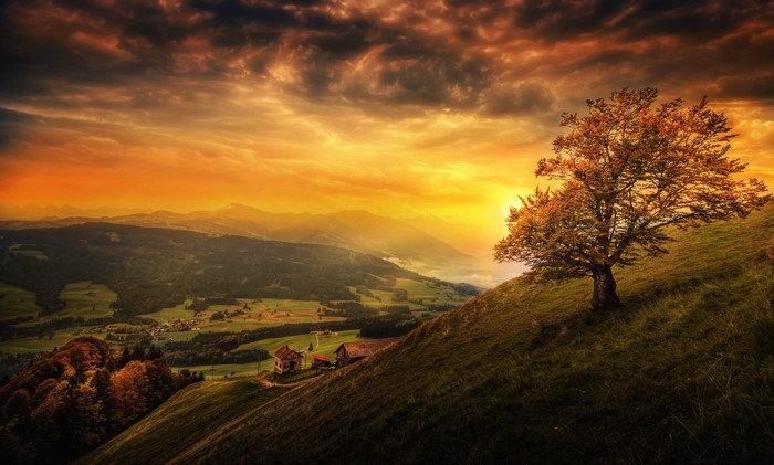 Sunset over Appenzell Alps, Switzerland