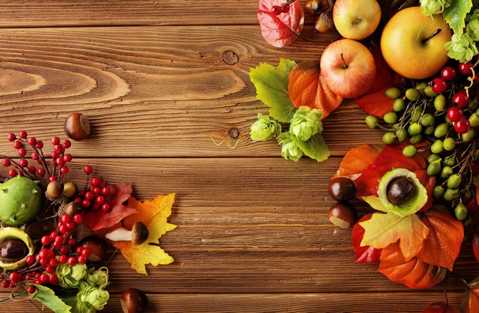 Autumn Harvest Arrangement with Apples and Berries