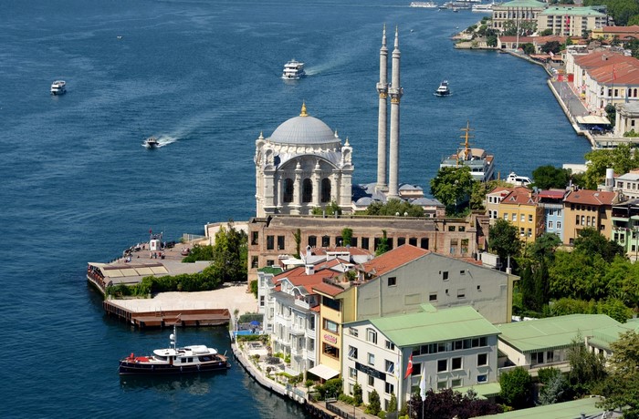 Ortaköy Mosque and Bosphorus strait in Istanbul, Turkey