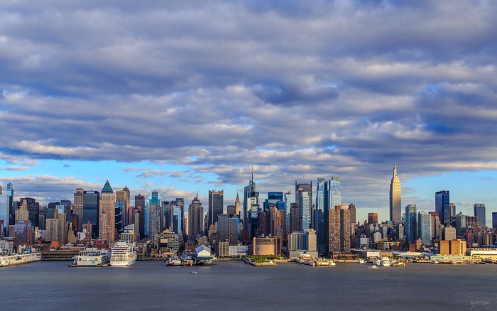 New York City Skyline with Empire State Building and Clouds