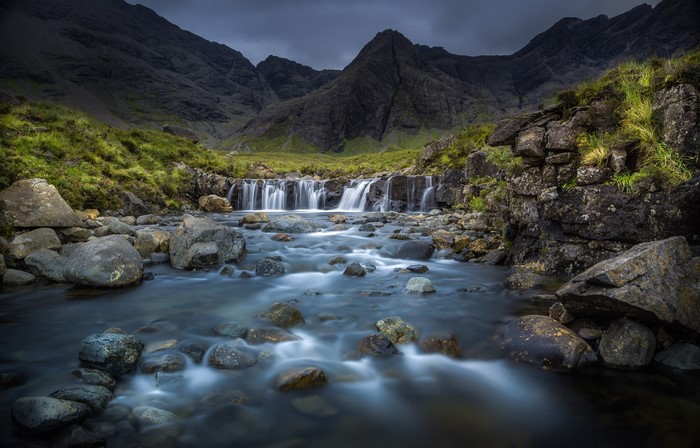 Waterfalls and mountains in Scotland