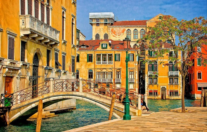 Bridge over canal in Venice, Italy