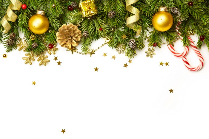 Christmas fir branches with ornaments and candy canes