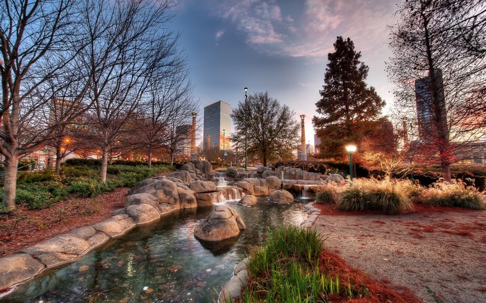 Millennium Park Pond with City Skyline