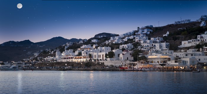Mykonos Mediterranean Coast at Night