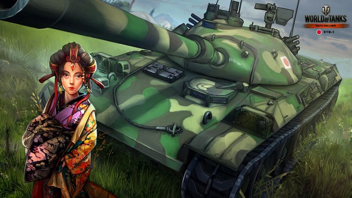 STB-1 Tank and Woman in Kimono from World of Tanks
