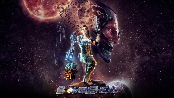 Bombshell game art with Shelly "Bombshell" Harrison and alien