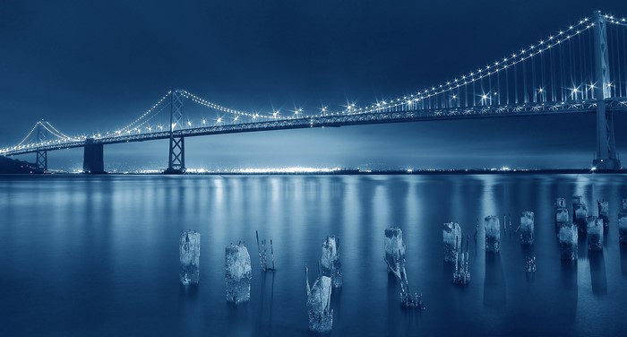 Bay Bridge at Night, San Francisco, USA