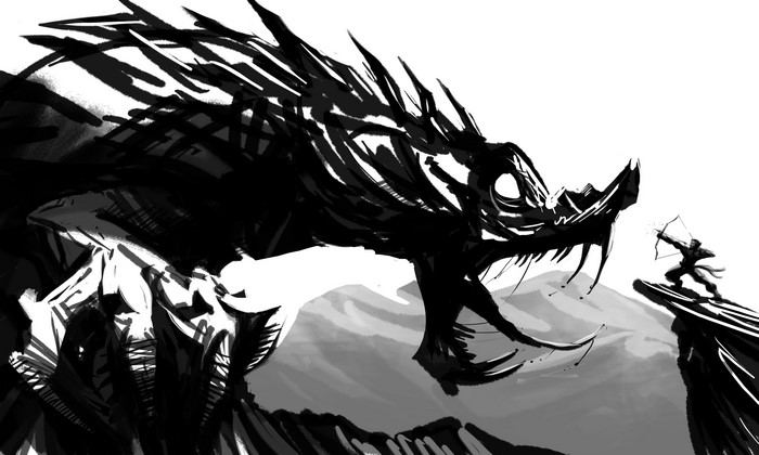 Dragon vs Warrior with Bow