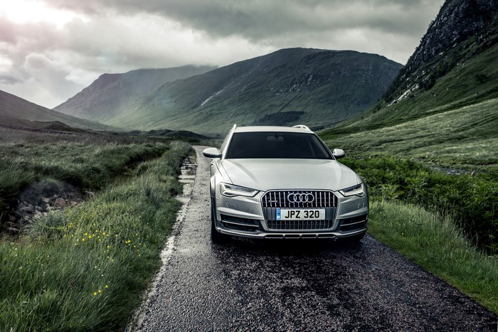Audi A6 Avant on a mountain road