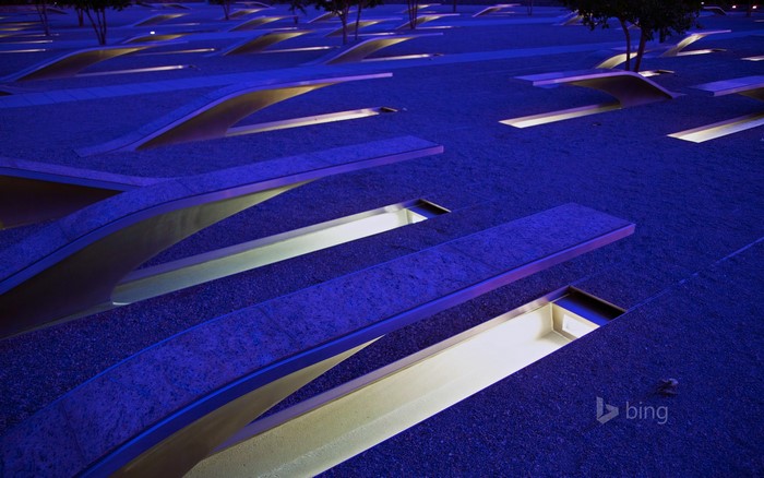 Pentagon Memorial at Night
