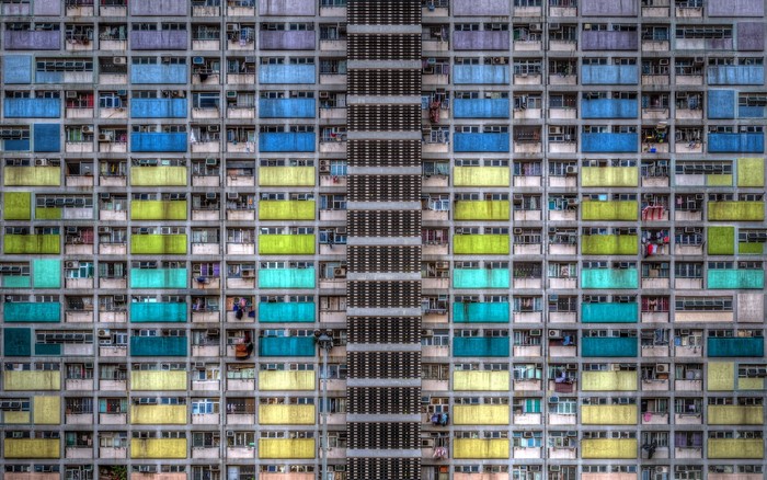 Colorful apartment building in Hong Kong