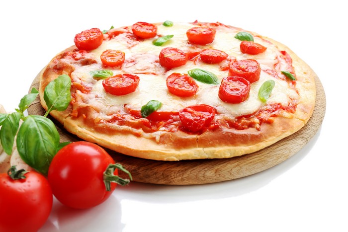 Pizza with Tomatoes and Basil