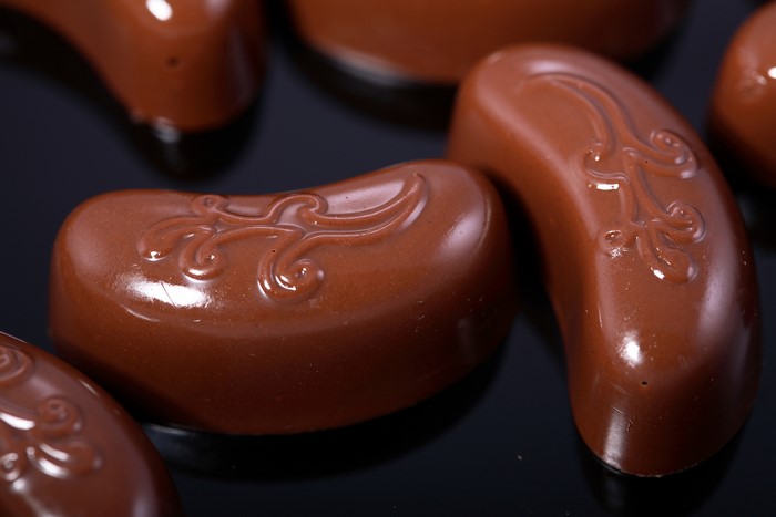 Chocolate candies with ornate designs