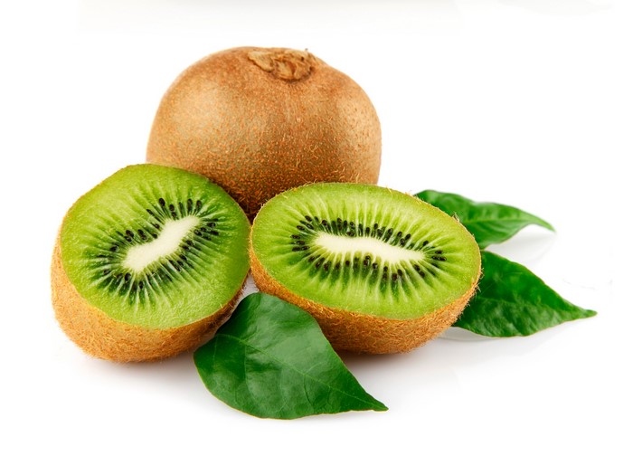Kiwi fruit with leaves