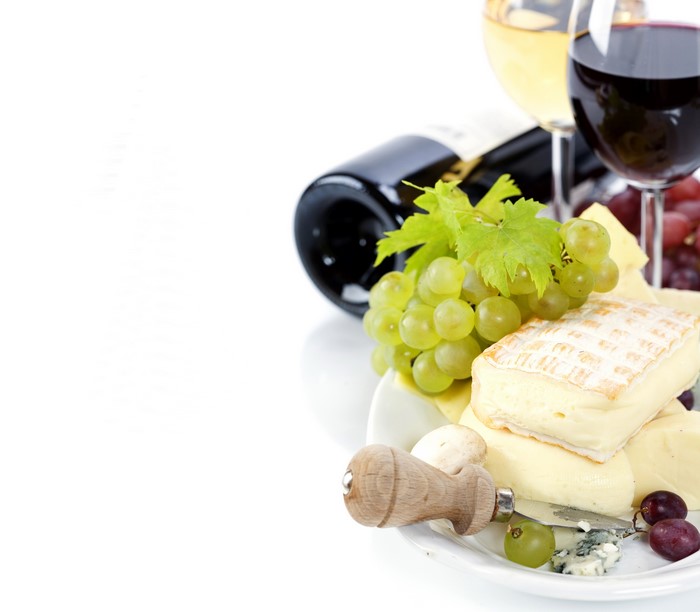Wine, Grapes, and Cheese Platter