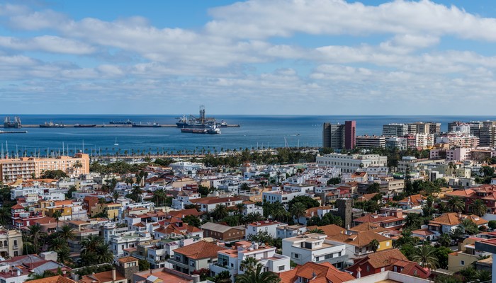 Las Palmas Gran Canaria Cityscape with Harbor and Ships